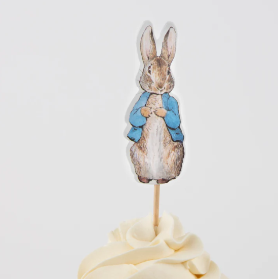 Kit para cupcakes de conejo Peter Rabbit™ en el jardín (x 24 toppers)