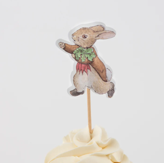 Kit para cupcakes de conejo Peter Rabbit™ en el jardín (x 24 toppers)