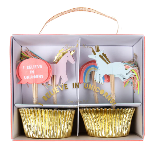 Kit de cupcakes  unicornios - arcoiris  (x 24 adornos)