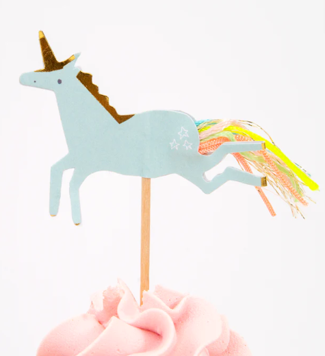 Kit de cupcakes  unicornios - arcoiris  (x 24 adornos)