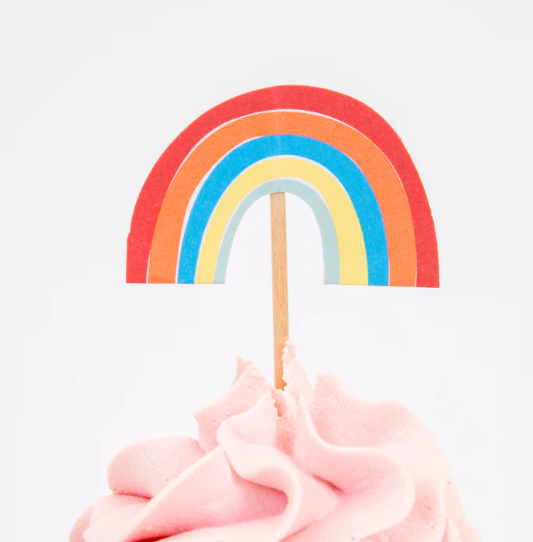 Kit de cupcakes  unicornios - arcoiris  (x 24 adornos)