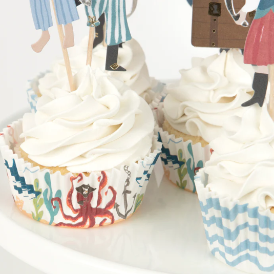 Kit de cupcakes de barco pirata (x 24 adornos)