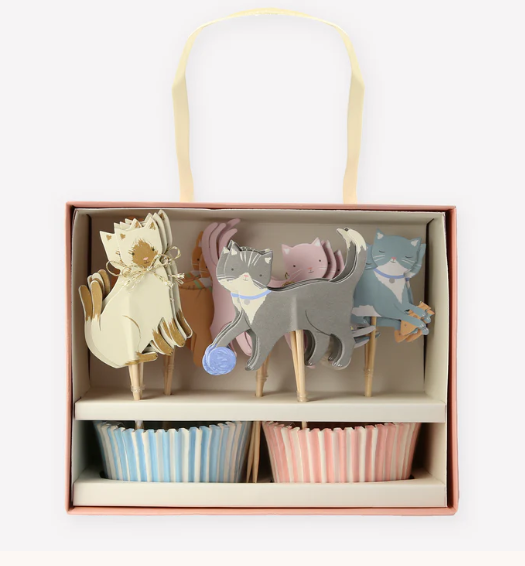 Kit de cupcakes de lindos gatos (x 24 adornos)