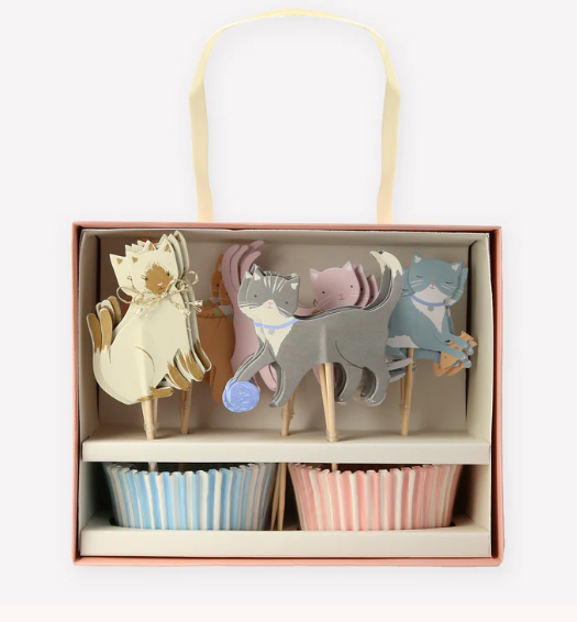 Kit de cupcakes de  lindos gatos  (x 24 adornos)