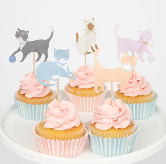 Kit de cupcakes de lindos gatos (x 24 adornos)