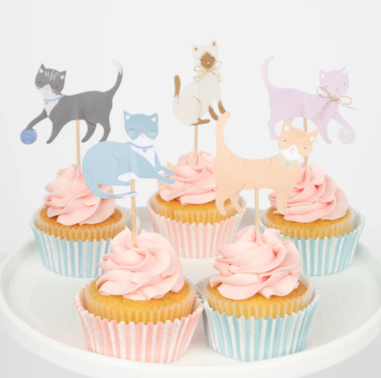 Kit de cupcakes de  lindos gatos  (x 24 adornos)