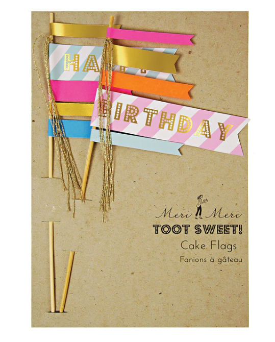 Toppers para torta con bandera de cumpleaños (x 2)