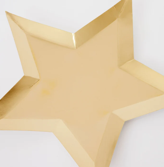 Platos de estrella de lámina dorada (x 8)