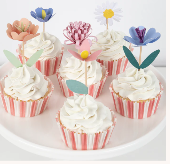 Kit de cupcakes de jardín de flores (x 12 adornos)