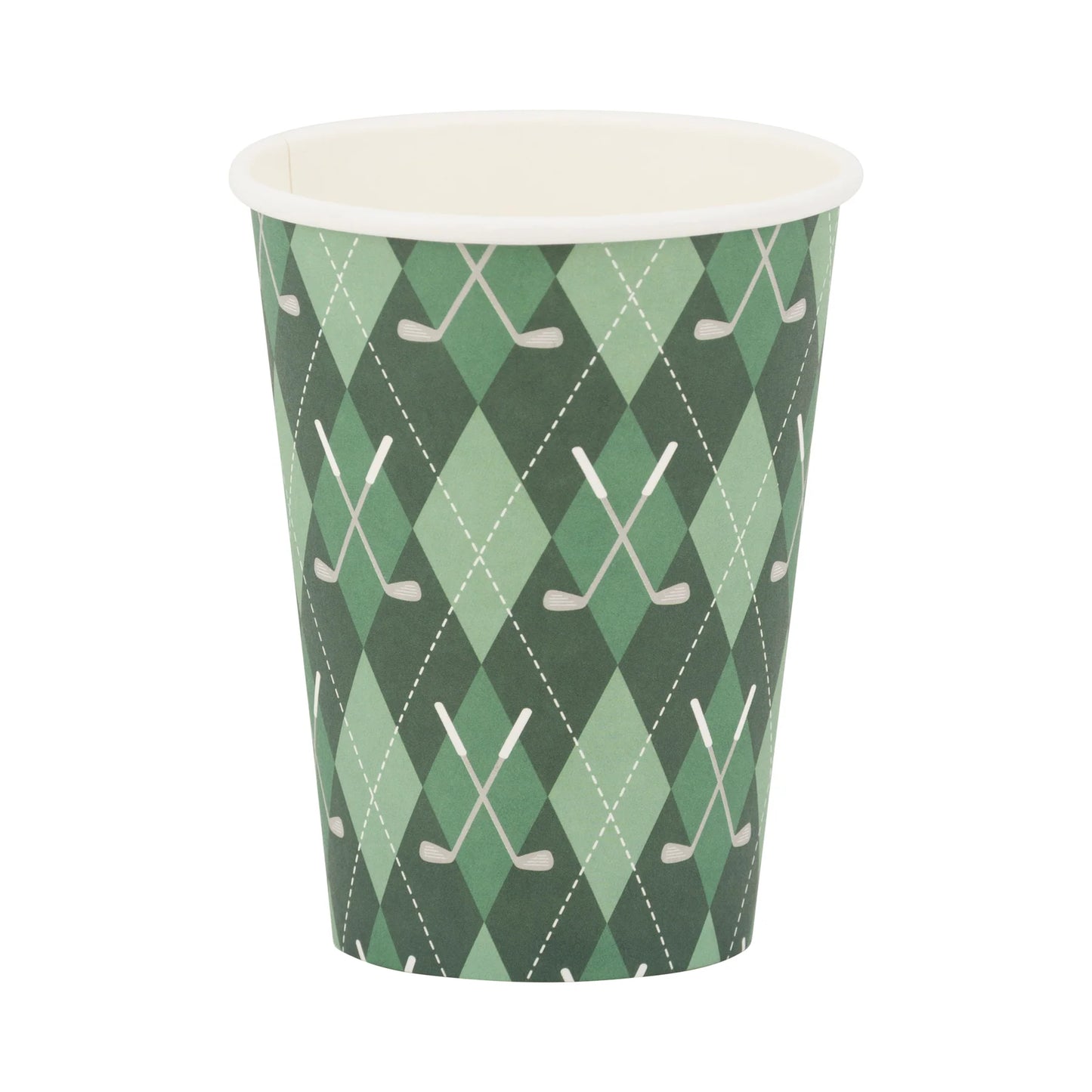 Vasos de papel a cuadros de golf (x8)