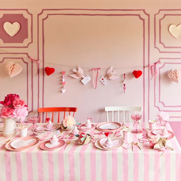 Platos vintage corazón rosa pequeños (x8)