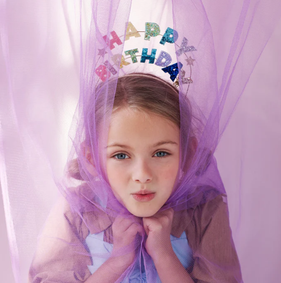 Diadema de purpurina de feliz cumpleaños