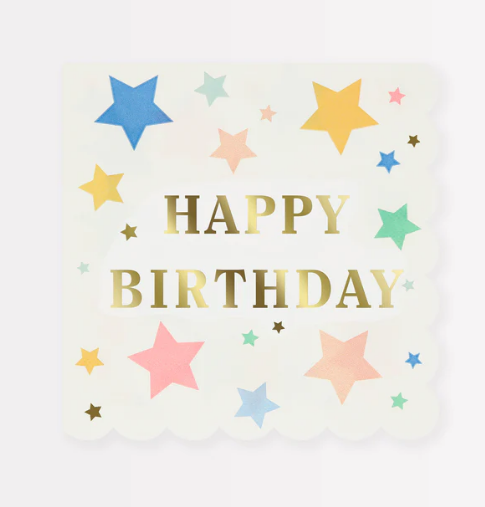 Servilletas Grandes Happy Birthday Stars (x 16)