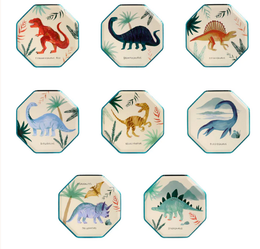 Platos pequeños del Reino de los Dinosaurios (x 8)