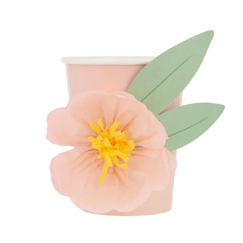 vasos con aplique de flores (x 8)