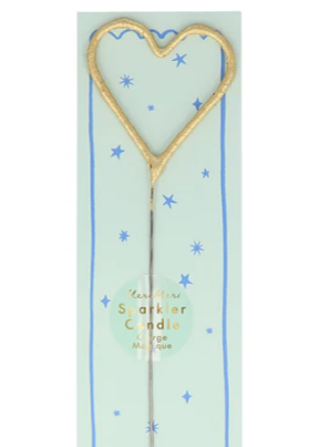 Vela corazón bengala dorada