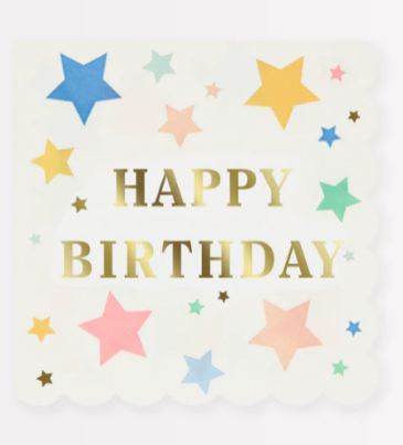 Servilletas Grandes Happy Birthday Stars (x 16) producto sin empaque original
