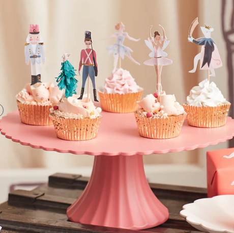 Soporte grande para pastel de bambú reutilizable rosa