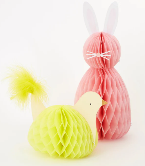 Decoraciones de panal de Pascua conejos - gallinas (x 6)