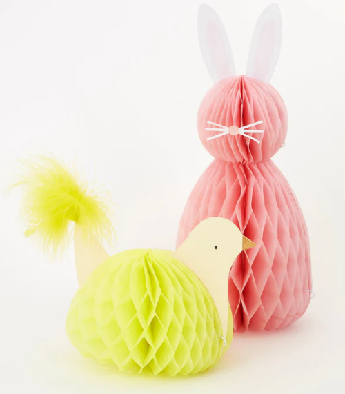 Decoraciones de panal de Pascua  conejos - gallinas (x 6)