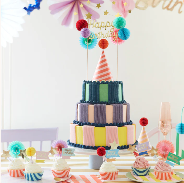 Kit de Cupcakes Happy Birthday Stripe Party (x 24 adornos)