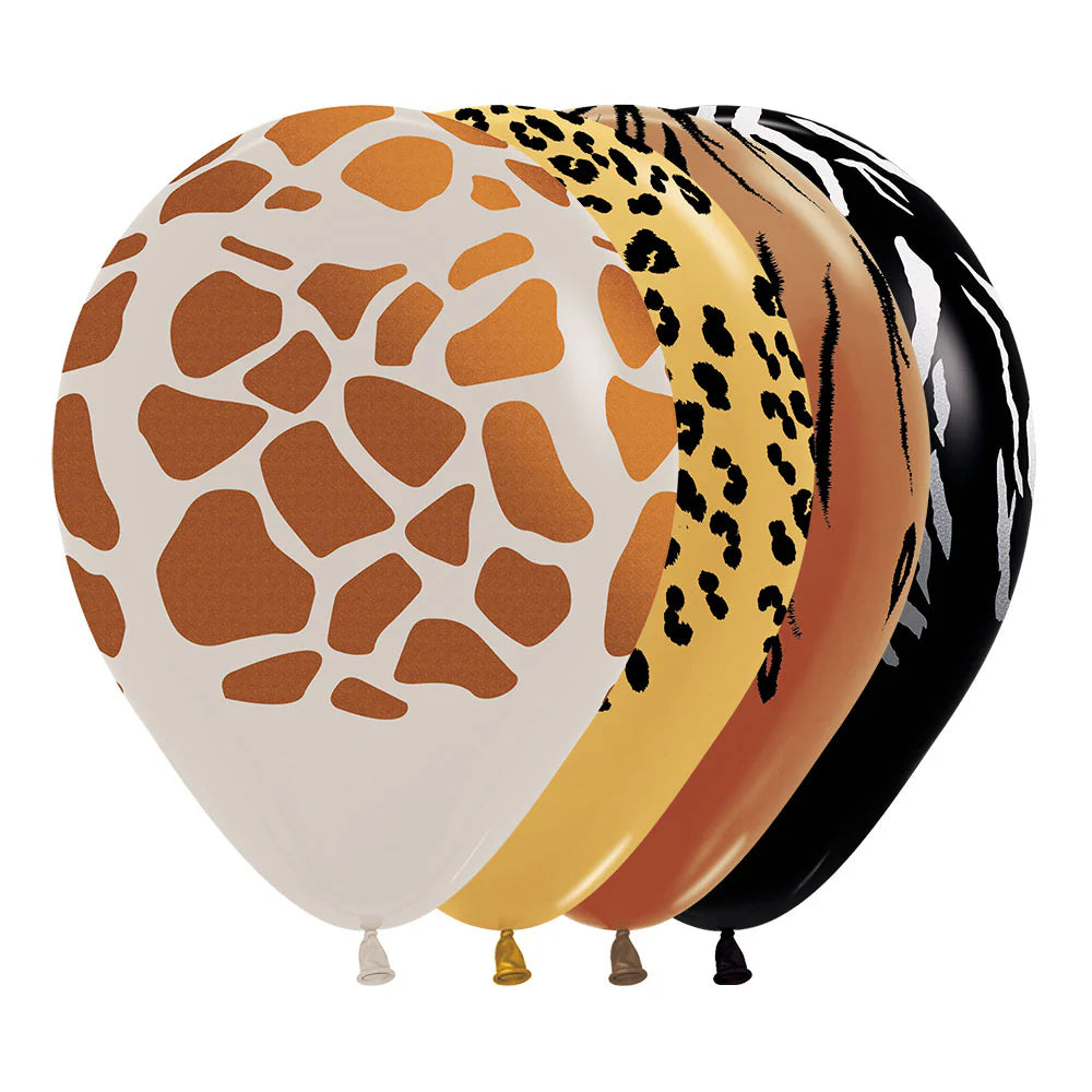 GLOBO LATEX REDONDO INFINITY® ANIMAL PRINT FASHION Y METAL SURTIDO