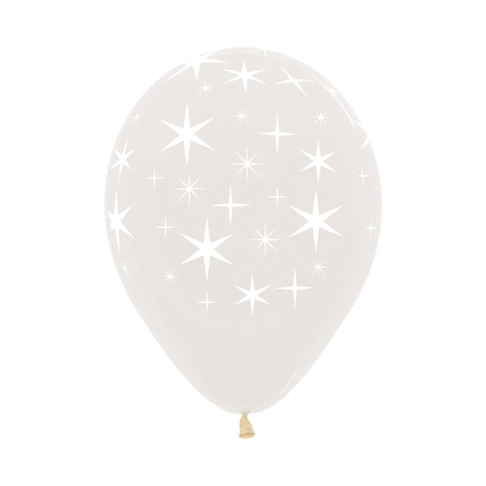 GLOBO LATEX REDONDO INFINITY® ESTRELLAS BOLD FASHION TRANSPARENTE