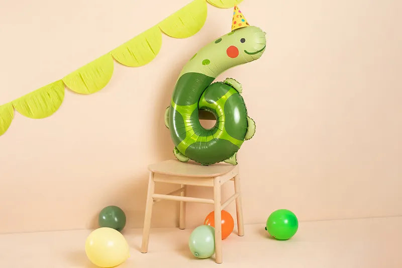 Globo de aluminio Número 6 - Tortuga, 75x96 cm