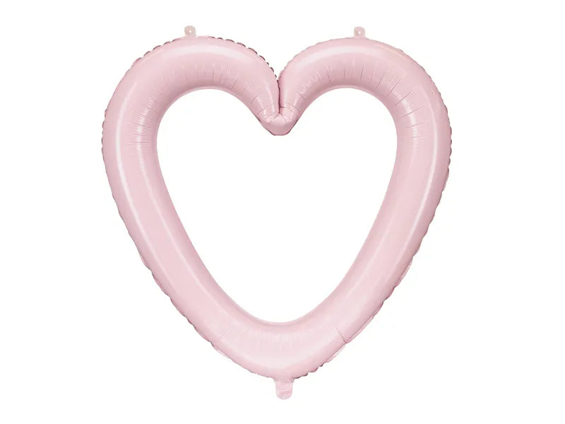 Globo de aluminio Marco de corazón, 86x83,5 cm, rosa claro