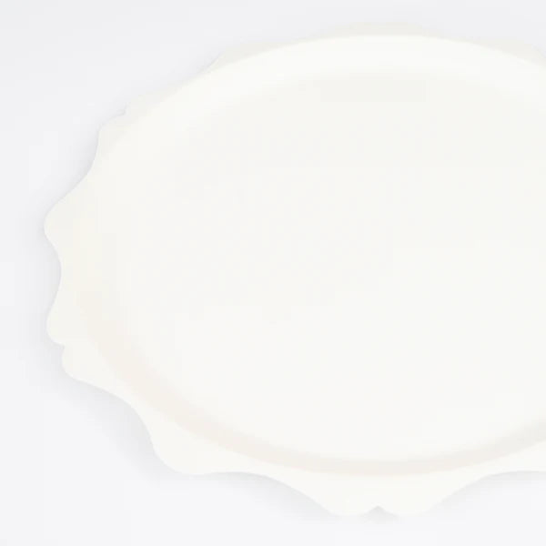 Plato compostable blanco con borde decorativo (x8)