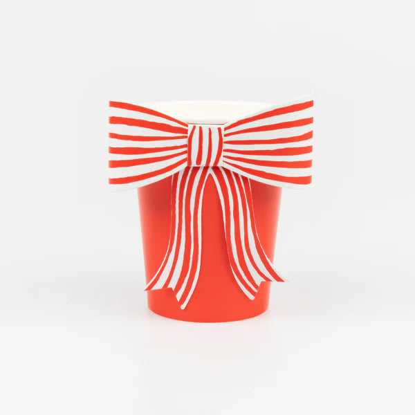 Vasos de lazo a rayas rojas y blancas (x8)