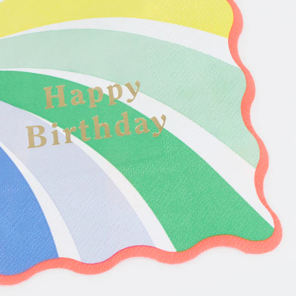 Servilletas remolino de arcoíris feliz cumpleaños (x16)