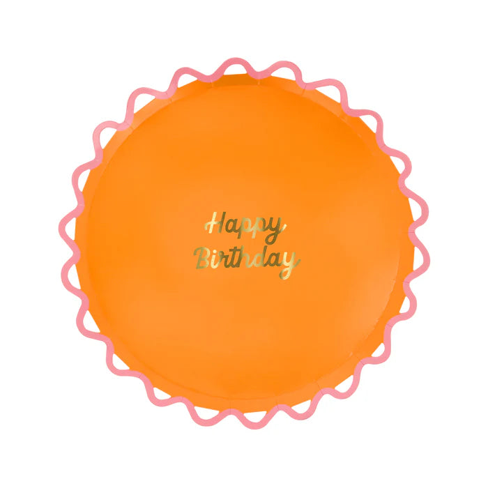 Platos de cumpleaños con ondas (x8)