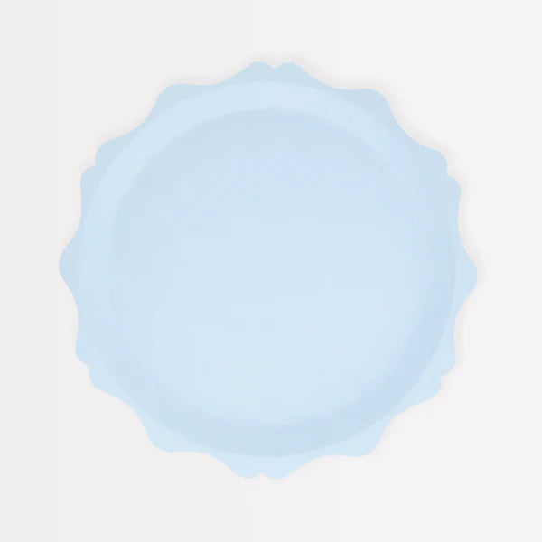 Plato azul compostable con borde decorado (x8)