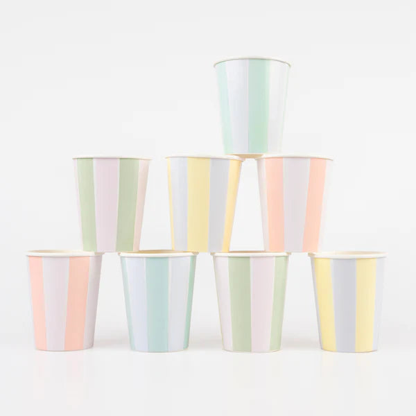 Vasos de rayas pastel (x8)