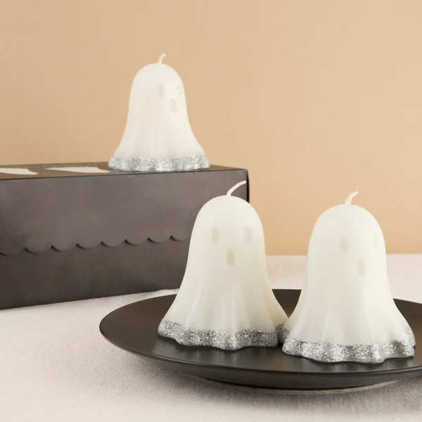 Velas de fantasma con purpurina (x3)