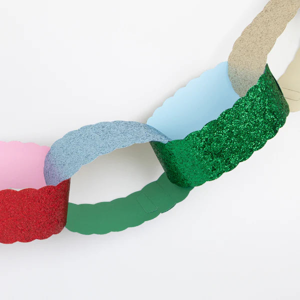Juego de cadena de papel gigante con purpurina
