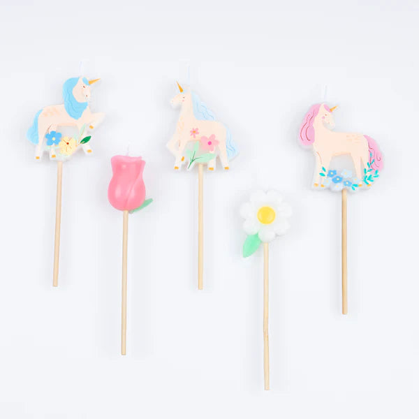 Velas unicornio de jardín (x5)