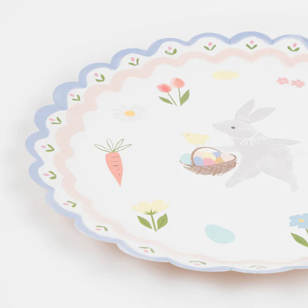 Plato grande conejo pascua (x8)