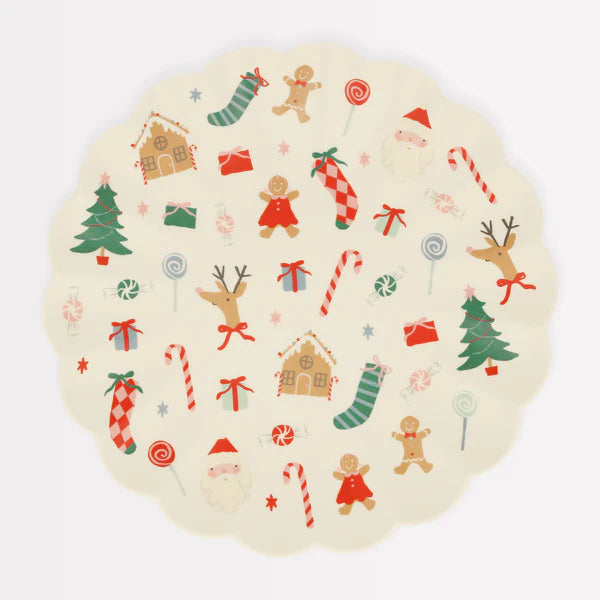 Plato grande reutilizable de navidad (x1)
