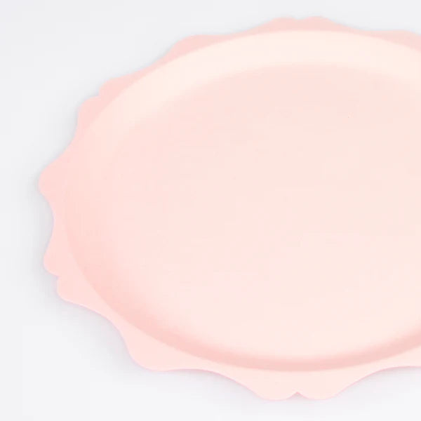 Plato rosa compostables con borde decoradon (x8)