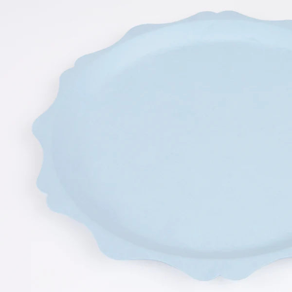 Plato azul compostable con borde decorado (x8)