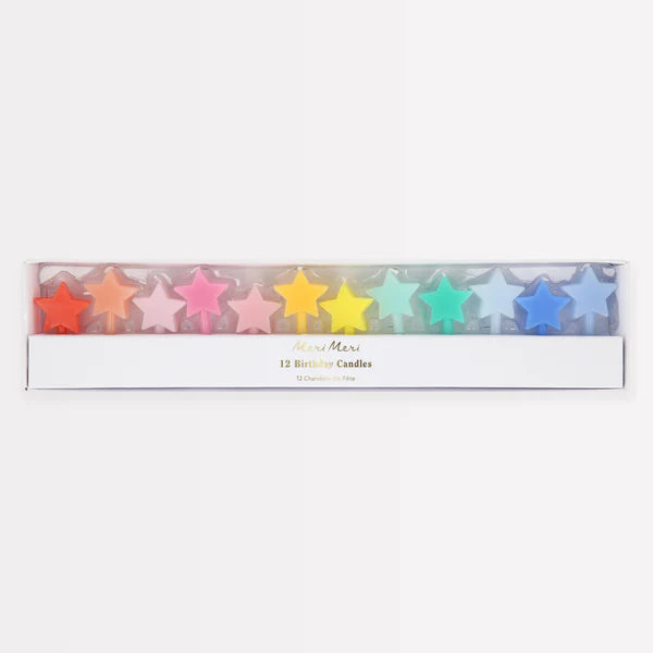 Velas de estrella arco iris (x12)