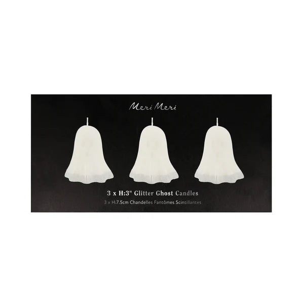 Velas de fantasma con purpurina (x3)