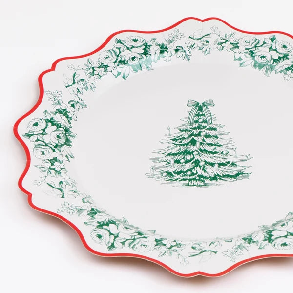 Platos grandes navideños Toile de Jouy (x8)