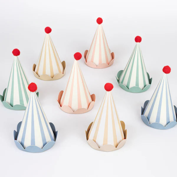 Sombrero de fiesta a rayas pastel (x8)