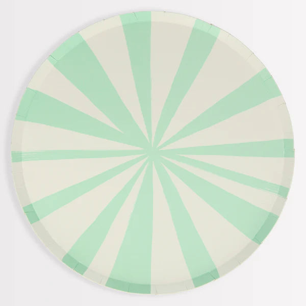 Platos pequeños a rayas color verde (x8)