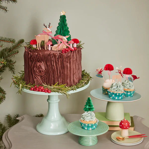 Toppers torta figuras navidad bosque (x8)