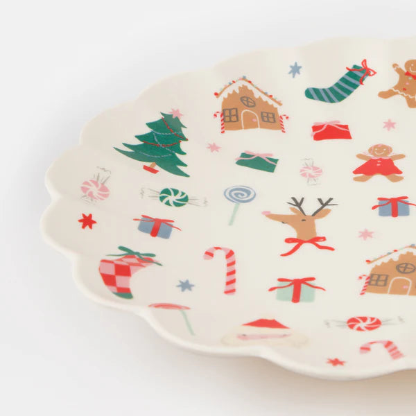 Plato grande reutilizable de navidad (x1)