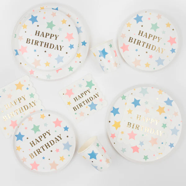 Plato pequeño estrellas feliz cumpleaños (x8)